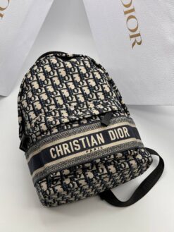 Рюкзак Christian Dior Jacquard Fabric A129359 чёрно-бежевый (ширина 25 и 30 см)