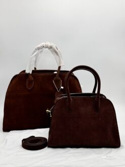 Сумка The Row Soft Margaux in Suede Brown (два размера 26 и 40 см)