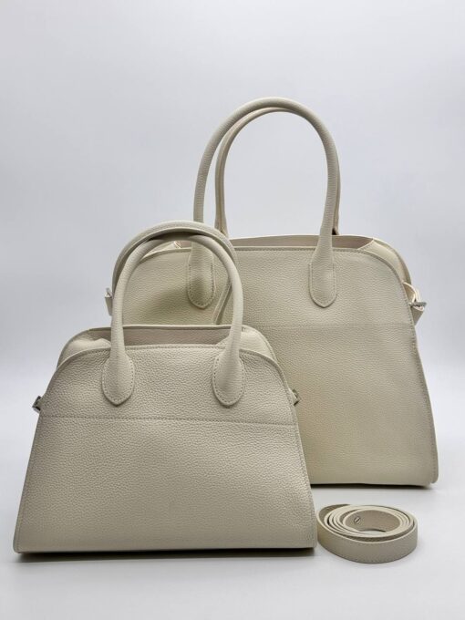 Сумка The Row Soft Margaux in Grainy Leather White (два размера 26 и 40 см) - фото 1