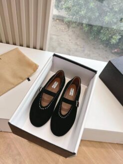 Балетки Alaia Ballet Flats on Suede Premium AA3A029 Black