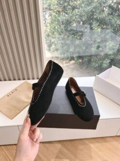 Балетки Alaia Ballet Flats on Suede Premium AA3A029 Black