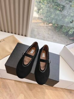 Балетки Alaia Ballet Flats on Suede Premium AA3A029 Black