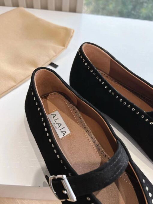 Балетки Alaia Ballet Flats on Suede Premium AA3A029 Black - фото 8