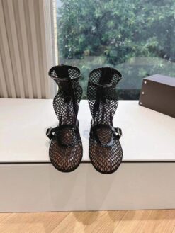 Летние сапоги из сетки Alaia In Fishnet High Flats Flats Premium AA3A052 Black