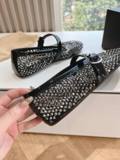 Балетки Alaia Ballet Flats With Studs on Fishnet Premium AA3A029 Black