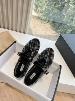 Балетки Alaia Ballet Flats With Studs on Fishnet Premium AA3A029 Black