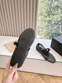 Балетки Alaia Ballet Flats With Studs on Fishnet Premium AA3A029 Black