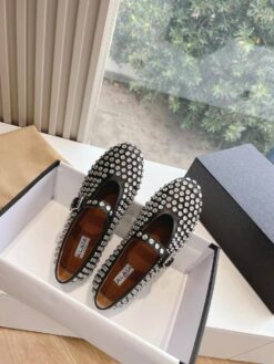 Балетки Alaia Strass Lambskin Ballet Flats Premium AA3A029 Black