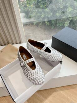 Балетки Alaia Strass Lambskin Ballet Flats Premium AA3A029 White