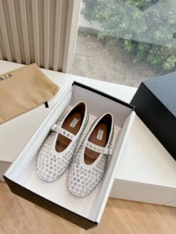 Балетки Alaia Strass Lambskin Ballet Flats Premium AA3A029 White