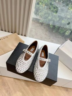 Балетки Alaia Strass Lambskin Ballet Flats Premium AA3A029 White