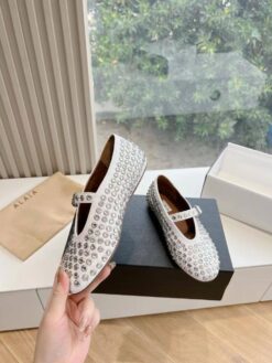 Балетки Alaia Strass Lambskin Ballet Flats Premium AA3A029 White