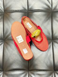 Балетки из сетки Alaia Ballet Flats Jewel In Fishnet Premium AA3A057 Red Gold