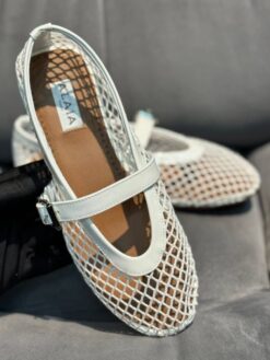 Балетки из сетки Alaia Ballet Flats Jewel In Fishnet Premium AA3A057 White