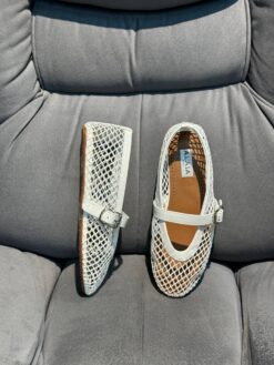 Балетки из сетки Alaia Ballet Flats Jewel In Fishnet Premium AA3A057 White