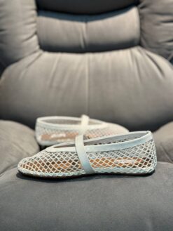 Балетки из сетки Alaia Ballet Flats Jewel In Fishnet Premium AA3A057 White