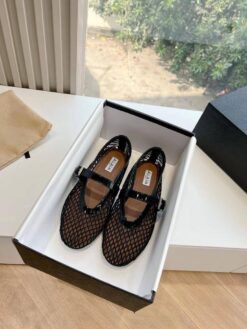 Балетки из сетки Alaia Ballet Flats Jewel In Fishnet Premium AA3A057 Black