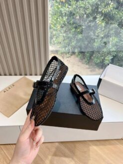 Балетки из сетки Alaia Ballet Flats Jewel In Fishnet Premium AA3A057 Black