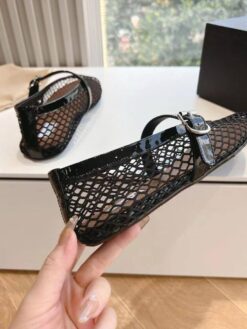 Балетки из сетки Alaia Ballet Flats Jewel In Fishnet Premium AA3A057 Black