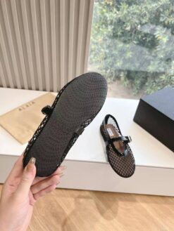 Балетки из сетки Alaia Ballet Flats Jewel In Fishnet Premium AA3A057 Black