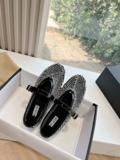 Балетки Alaia Ballet Flats With Studs on Fishnet Premium AA3A029 White