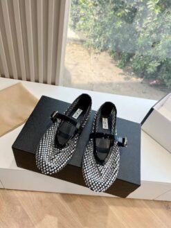 Балетки Alaia Ballet Flats With Studs on Fishnet Premium AA3A029 White