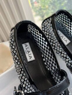 Балетки Alaia Ballet Flats With Studs on Fishnet Premium AA3A029 White