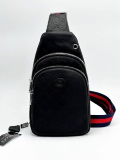 Мужская сумка Gucci A130089 кожаная чёрная 31,5:16 см