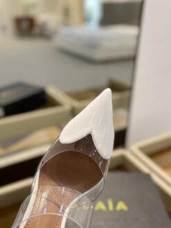 Босоножки Alaia Le Coeur Mules In Patent Calfskin AA3M053 прозрачные белые