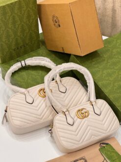 Женская кожаная сумка Gucci A130286 белая (два размера 26 и 35 см)