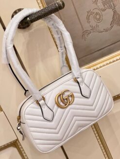 Женская кожаная сумка Gucci A130286 белая (два размера 26 и 35 см)