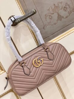 Женская кожаная сумка Gucci A130293 коричневая (два размера 26 и 35 см)