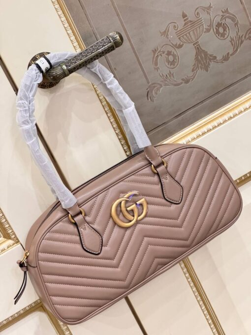 Женская кожаная сумка Gucci A130293 коричневая (два размера 26 и 35 см) - фото 3