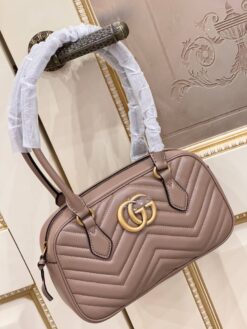 Женская кожаная сумка Gucci A130293 коричневая (два размера 26 и 35 см)