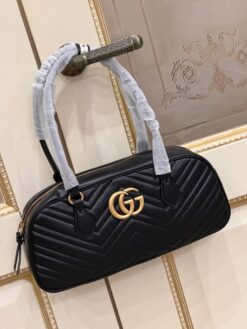 Женская кожаная сумка Gucci A130301 чёрная (два размера 26 и 35 см)