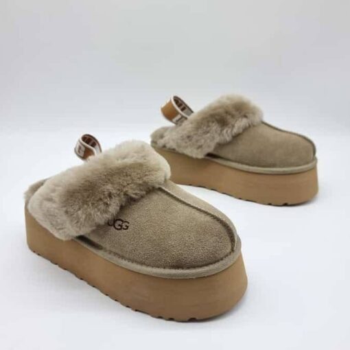 Угги тапочки UGG Funkette Platform Olive - фото 1