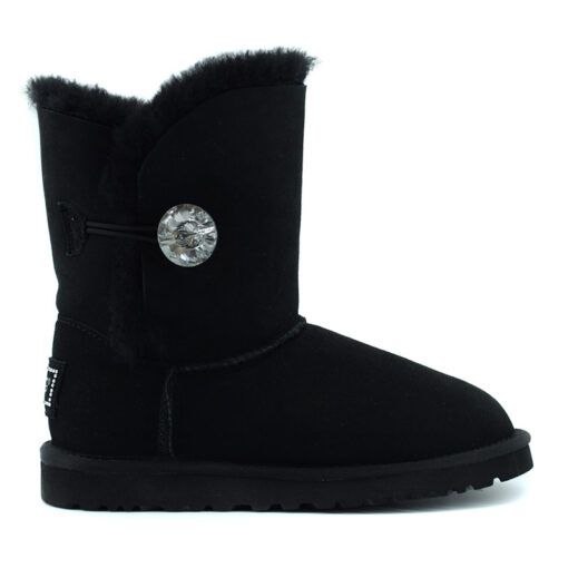 Угги женские UGG Bailey Button Bling Suede Black (осталось два размера: 36, 37) - фото 1