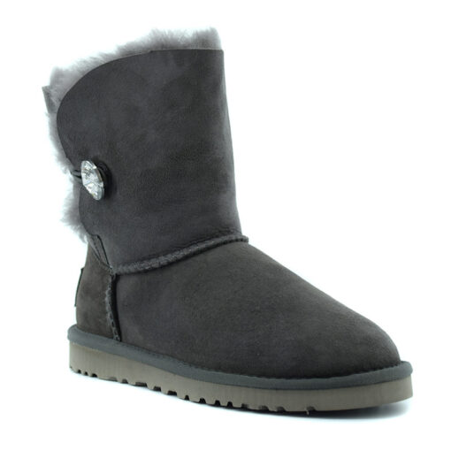 Угги женские UGG Bailey Button Bling Suede Grey (остался один размер 38) - фото 4