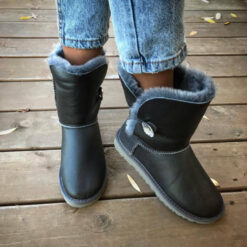 Угги женские UGG Bailey Button Bling Metallic Grey (остался один размер 37)