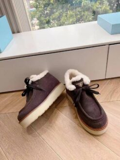 Prada Suede Chukka Boots 1T716N Premium Chocolate