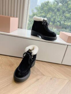 Ботинки Miu Miu Fume Suede Booties 5T965D Winter Premium Black