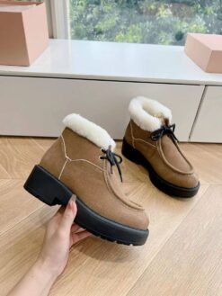 Ботинки Miu Miu Fume Suede Booties 5T965D Winter Premium Brown