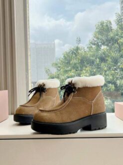 Ботинки Miu Miu Fume Suede Booties 5T965D Winter Premium Brown