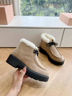 Ботинки Miu Miu Fume Suede Booties 5T965D Winter Premium Beige