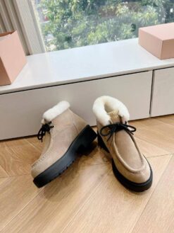 Ботинки Miu Miu Fume Suede Booties 5T965D Winter Premium Beige