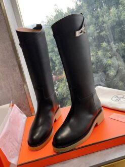 Сапоги осенние женские Hermes Faustine Boot H222087Z Premium Black