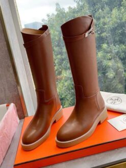 Сапоги осенние женские Hermes Faustine Boot H222087Z Premium Brown