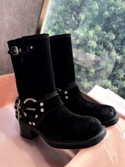 Ботинки Miu Miu Vintage-look Booties 5M744D Suede Autumn Premium Black