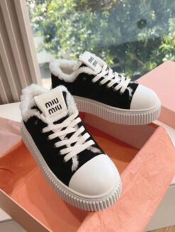 Кроссовки Miu Miu Leather Sneakers 5E838D Winter Premium Black