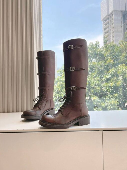 Сапоги Miu Miu Leather Boots 5W315E From The Runway Premium Brown - фото 9